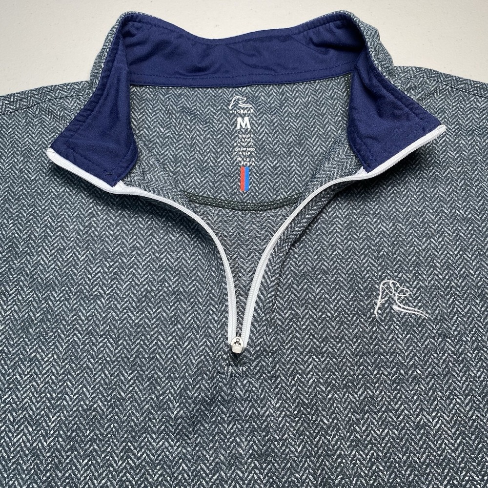 Rhoback Herringbone Jacquard Performance M 1/4 Zip Golf Ponderosa Green Gray